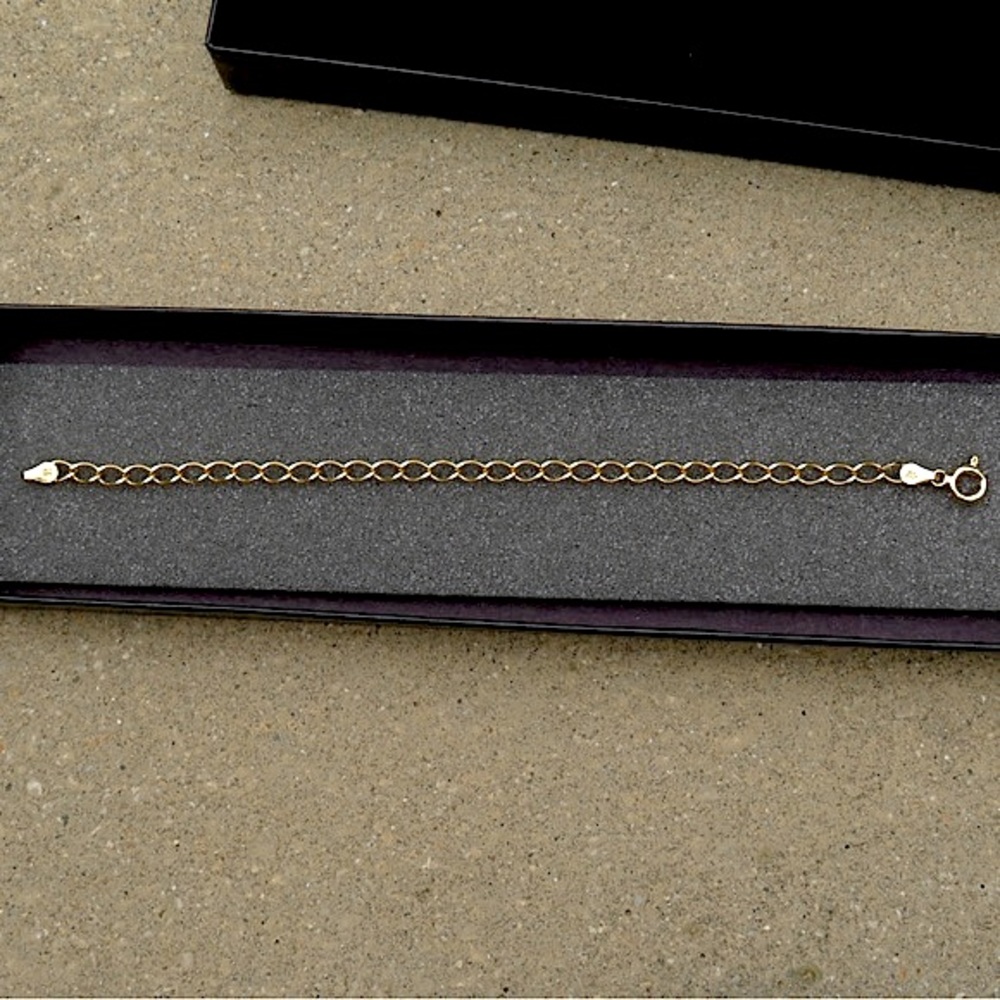 Gold over sterling silver 925 4mm curb chain link bracelet 6.75”
